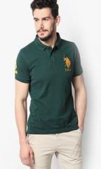 U S Polo Assn Green Solid Slim Fit Polo T Shirt men