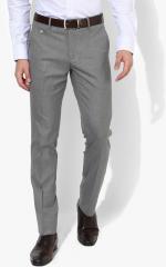 U S Polo Assn Grey Solid Slim Fit Formal Trouser men