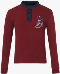 U S Polo Assn Kids Burgundy Printed Regular Fit T shirt boys