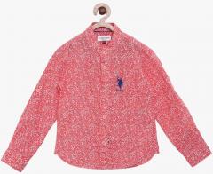 U S Polo Assn Kids Coral Regular Fit Printed Casual Shirt boys