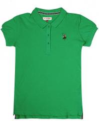 U S Polo Assn Kids Green Solid Regular Fit Polo T shirt girls