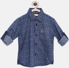 U S Polo Assn Kids Navy Blue Printed Regular Fit Casual Shirt boys