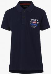 U S Polo Assn Kids Navy Blue Printed Regular Fit Polo T shirt boys