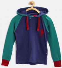 U S Polo Assn Kids Navy Colourblocked Hooded Sweatshirt boys