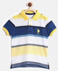 U S Polo Assn Kids White & Yellow Striped Polo T Shirt boys