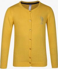 U S Polo Assn Kids Yellow Solid Sweater girls