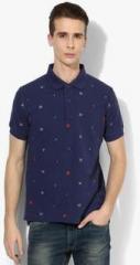 U S Polo Assn Navy Blue Embroidered Slim Fit Polo T Shirt men
