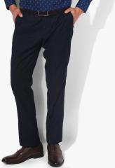 U S Polo Assn Navy Blue Solid Slim Fit Formal Trouser men
