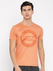 U S Polo Assn Orange Printed Round Neck T Shirt men