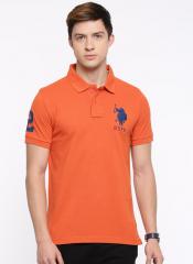 U S Polo Assn Orange Solid Polo T Shirt men
