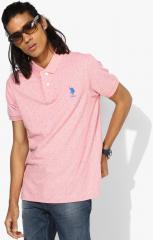 U S Polo Assn Pink Printed Regular Fit Polo T Shirt men