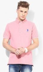 U S Polo Assn Pink Solid Polo T Shirt men
