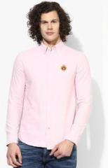 U S Polo Assn Pink Solid Regular Fit Casual Shirt men