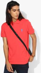 U S Polo Assn Pink Solid Regular Fit Polo T Shirt men