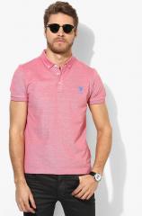U S Polo Assn Pink Textured Regular Fit Polo T Shirt men