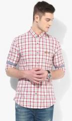 U S Polo Assn Red Checked Regular Fit Casual Shirt men