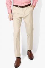 U S Polo Assn Tailored Beige Solid Slim Fit Formal Trouser men