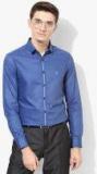U S Polo Assn Tailored Blue Self Design Slim Fit Formal Shirt men
