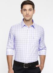U S Polo Assn Tailored Lavender & White Tailored Fit Checked Semiformal Shirt men