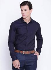 U S Polo Assn Tailored Navy Blue Solid Slim Fit Formal Shirt men