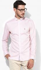 U S Polo Assn Tailored Pink Printed Slim Fit Casual Shirt men