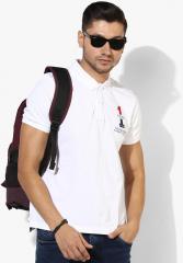 U S Polo Assn White Embroidered Regular Fit Polo T Shirt men