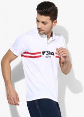 U S Polo Assn White Graphic Regular Fit Polo T Shirt men