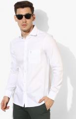 U S Polo Assn White Textured Regular Fit Casual Shirt men