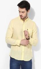 U S Polo Assn Yellow Solid Regular Fit Casual Shirt men