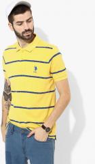 U S Polo Assn Yellow Striped Regular Fit Polo T Shirt men