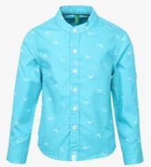 United Colors Of Benetton Aqua Blue Regular Fit Casual Shirt boys