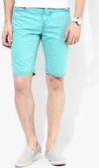 United Colors Of Benetton Aqua Blue Regular Fit Shorts men