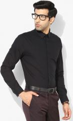 United Colors Of Benetton Black Solid Slim Fit Formal Shirt men
