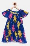 United Colors Of Benetton Blue & Pink Floral Print Accordion Pleat A Line Dress girls