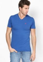 United Colors Of Benetton Blue Cotton Elastane V Neck T Shirt men