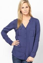 United Colors Of Benetton Blue Long Sleeve Shirt women