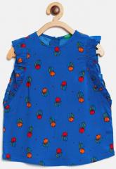 United Colors Of Benetton Blue Printed A Line Dress girls