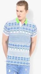 United Colors Of Benetton Blue Printed Polo T Shirt men