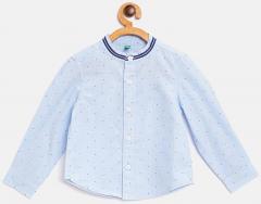 United Colors Of Benetton Blue Printed Regular Fit Casual Shirt boys