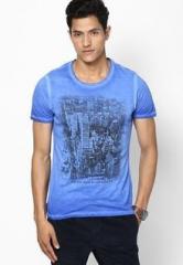 United Colors Of Benetton Blue Printed Round Neck T Shirt men