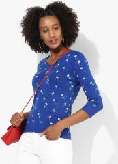 United Colors Of Benetton Blue Printed Sweater women