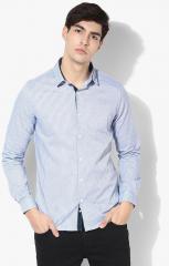 United Colors Of Benetton Blue Slim Fit Printed Casual Shirt men
