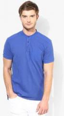 United Colors Of Benetton Blue Solid Henley T Shirt men