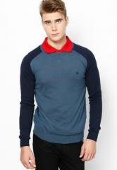 United Colors Of Benetton Blue Solid Round Neck T Shirt men