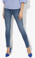 United Colors Of Benetton Blue Washed Mid Rise Skinny Fit Jeans women