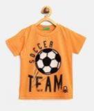 United Colors of Benetton Boys Orange Printed Round Neck T shirt