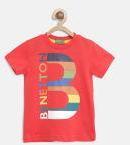 United Colors of Benetton Boys Red Printed Round Neck T shirt