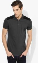 United Colors Of Benetton Charcoal Grey Solid Slim Fit Polo T Shirt men