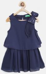 United Colors of Benetton Girls Navy Blue Solid Fit & Flare Dress