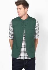 United Colors Of Benetton Green Colored Waistcoat men